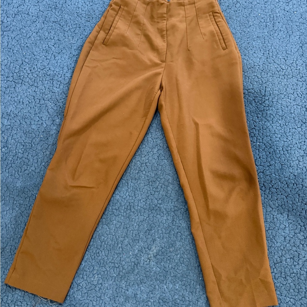 Zara Women's High-Waist Tapered Pants — Brown